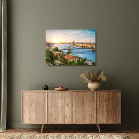 Sklenený obraz mesta Budapešť s riekou (70x50 cm)