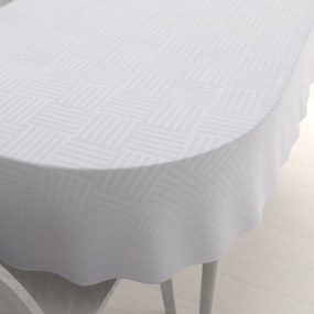 Biante Veľký dekoračný oválny obrus Monako PM-124 Pruhovaná šachovnica biela 260x320 cm