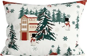 Polybavlnená obliečka na vankúš SNOWY HOUSES POLY 50x70 cm, biela
