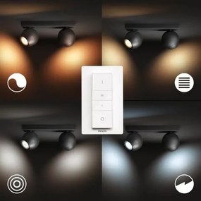 PHILIPS HUE Nástenné / stropné LED inteligentné bodové osvetlenie HUE BUCKRAM, 2xGU10, 5W, teplá biela-studená b
