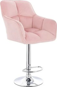 LuxuryForm DESIGN Barová stolička AMALFI VELUR na striebornom tanieri - ružová