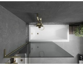 Mexen Next L, 1-krídlová vaňová zástena 100 x 150 cm, 6mm šedé sklo, zlatý lesklý profil, 895-100-000-03-40-50