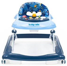 Detské chodítko Baby Mix s volantom a silikónovými kolieskami tmavomodrá