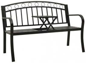 vidaXL Záhradná lavička so stolíkom 125 cm oceľ čierna-