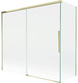 Mexen Rox, 2-krídlová posuvná vaňová zástena 170 + 80 x 150 cm, 8mm číre sklo, zlatý lesklý profil, 8C9-170-080-50-00