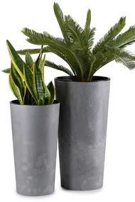 PLASTOVÝ KVETINÁČ URBANIKA SADA 2KS 57X30 CM+46,6X25,5 CM IMITÁCIA BETÓNU SIVÁ