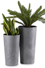 PLASTOVÝ KVETINÁČ URBANIKA SADA 2KS 57X30 CM+46,6X25,5 CM IMITÁCIA BETÓNU SIVÁ