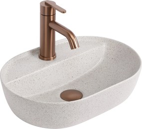 Rea Aura, oválne umývadlo na dosku, 420x300x120mm, béžová-imitácia kameňa, REA-U3226