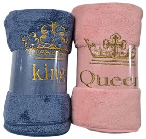 Rýchloschnúca osuška KING AND QUEEN BLUE and WHITE 70x140 cm 4 ks