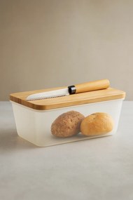 Kesper 2. akosť - Chlebník veľký, s bambusovým vekom a nožom 3v1 - transparentný