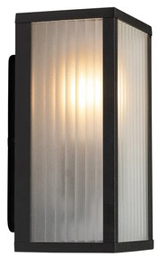 Inteligentné vonkajšie nástenné svietidlo čierne s rebrovaným sklom vrátane WiFi A60 - Charlois