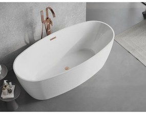 Mexen Lira, voľne stojaca vaňa, vzor, 170 × 80 cm, biela lesklá, medený prepad, 52831708000-65