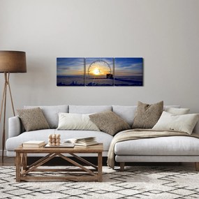 Obraz - polárna krajina (s hodinami) (90x30 cm)