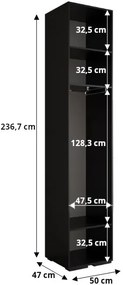 Úzka šatníková skriňa Inova 2 - biela / 50 cm