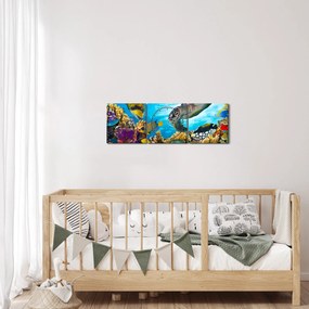 Obraz koralového útesu (s hodinami) (90x30 cm)