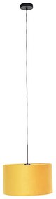 Závesné svietidlo s tienidlom z velúru okrová so zlatom 35 cm - Combi
