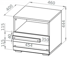 Nočný stolík SARPA 45x46 cm biela/hnedá