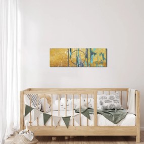 Obraz - Zlatý design (s hodinami) (90x30 cm)