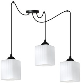 Závesné svietidlo Riffle Square Spider, 3x biele sklenené tienidlo, b
