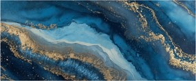 Obraz - Modrá mramorová abstrakcia (120x50 cm)
