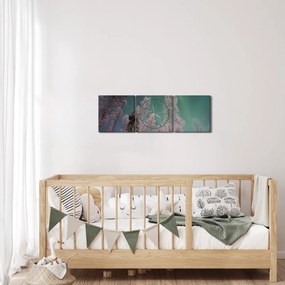 Obraz polárna žiara nad zamrznutými stromami (s hodinami) (90x30 cm)