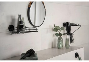 Čierny nástenný držiak na fén Wenko Vacuum-Loc® Milazzo