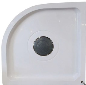 Mereo, Sprchový box 100x100 cm, štvrťkruh, so strieškou, s vaničkou, satin ALU, sklo Point, zadne steny biele, MER-CK35162KMSW