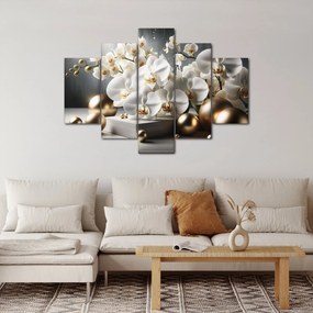 Obraz - Orchidea a zlaté gule (150x105 cm)