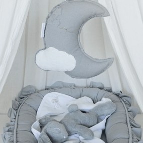 Závesná dekorácia mesiac svetlo šedá 31x31x10cm