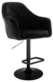 LuxuryForm Barová stolička ANDORA VELUR na čiernom tanieri - čierna