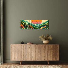 Obraz - Pestrofarebný západ slnka (s hodinami) (90x30 cm)