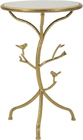 Odkladací stolík Vtáky 38 cm zlatý/mramor