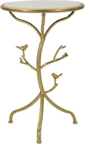 Odkladací stolík Vtáky 38 cm zlatý/mramor