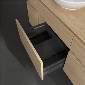 VILLEROY &amp; BOCH Legato závesná skrinka pod umývadlo na dosku (umývadlo v strede), 5 zásuviek, s LED osvetlením, 1200 x 500 x 550 mm, Nordic Oak, B578L0VJ