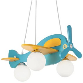 Ideal Lux - Detský luster na lanku AVION 3xE27/28W/230V modrá 136325