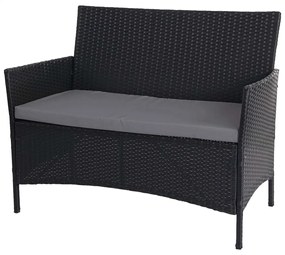 Polyratanová záhradná lavica Halden - antracit, vankúše antracit