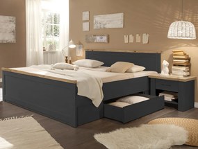 Posteľ s nočnými stolíkmi Locarno 180x200 cm, grafit/dub artisan