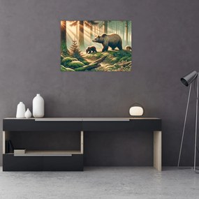 Obraz - Medvede v lese (70x50 cm)