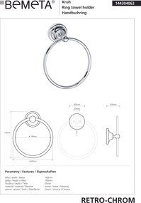 Bemeta Design RETRO chróm: Držiak uterákov, kruhový - 144304062