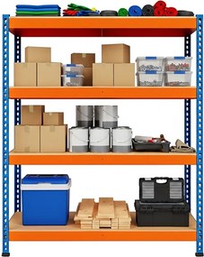 Regál 180x140x40 cm profesionálny 4-policový, nosnosť 1200 kg - modro-oranžový