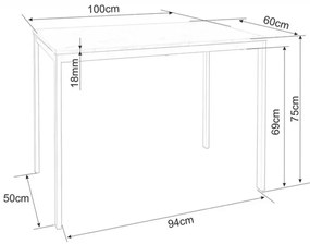 Jedálenský set 1 + 4, čierny stôl RAMOD 100x60 cm mramorový dekor + zelená stolička TURIN s čiernymi nohami