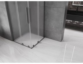 Mexen Velar L Duo, sprchový kút s posuvnými dverami 100 x 100 cm, 8mm sklo námraza, brúsený grafit, 871-100-100-02-33-95