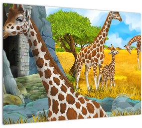 Obraz - Žirafia rodina (70x50 cm)