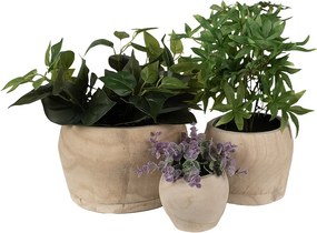 Set 3ks prírodný drevený kvetináč - Ø 24*15 / Ø 18*13 / Ø 12*10 cm