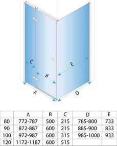 Rea Atlas, sprchovací kút 80 (dvere) x 100 (stena), ľavá strana, 6mm číre sklo, zlatý profil, KPL-K4572
