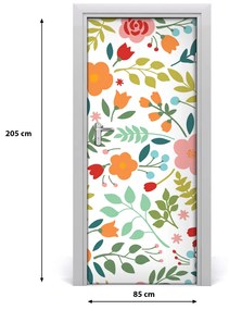 Samolepiace fototapety na dvere farebné kvety 85x205 cm