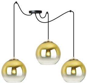 Závesné svietidlo Bergen Gold Spider, 3x zlaté/transparentné sklenené tienidlo (fi 20cm)