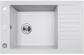 Laveo Pionier, 1-komorový granitový drez 780x500x207 s krátkym odkvapávačom, biela, LAV-SBR_613T