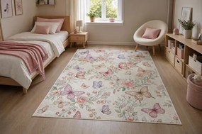 Detský koberec protišmykový BAMBINO 61450 krémový / ružový