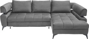 Rohová sedacia súprava Paris, stredne šedá látka, pravý roh